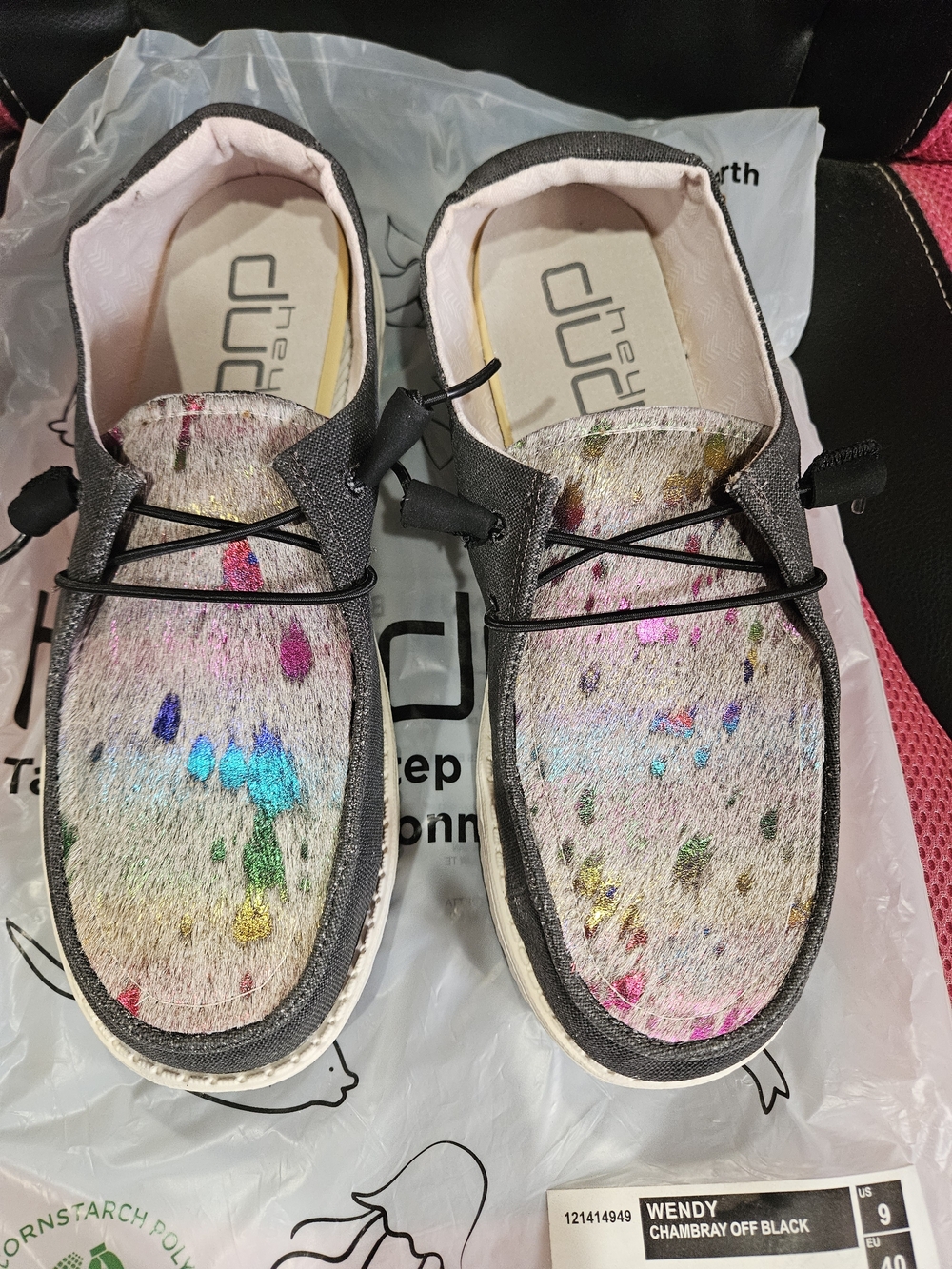 Hey Dude Women's Rainbow Acid Wash Cowhide